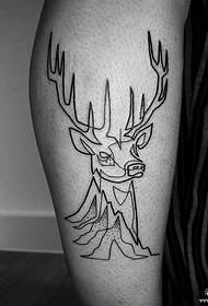 ndama minimalist mstari elk mlima tattoo muundo