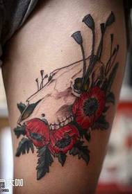 patrón de tatuaxe de flores de pernas