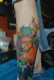 Pakket kalf kleurrijke herten tattoo patroon geest schudt cool