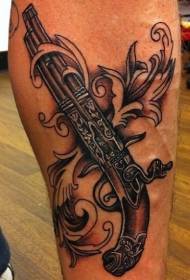 Legs incredibly weird pistol tattoo