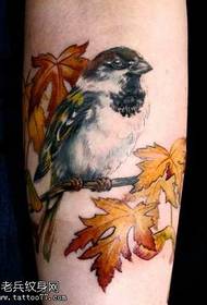 leg bird leaf tattoo pattern