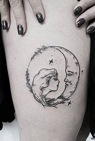 bedro Evropa i mjesečina djevojčica mali uzorak tetovaža