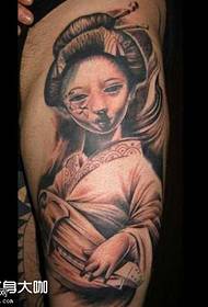 modello di tatuaggio geisha gamba