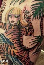 wzór tatuażu nogi tygrysa