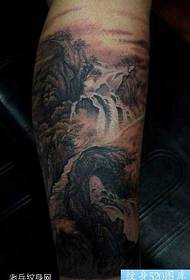 modello del tatuaggio della pittura di paesaggio delle gambe