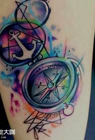 Modello di tatuaggio bussola di colore delle gambe