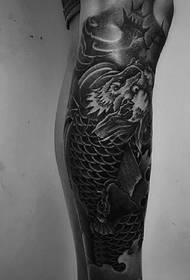 Pack calf black and white evil dragon tattoo picture full of charm