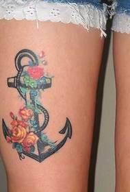 leg rose tattoo pattern