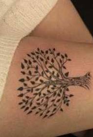 다리 트렌드 아름다운 작은 나무 문신 패턴