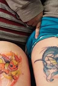 coscia fuori dal modello alternativo del tatuaggio delle coppie del fumetto dell'acquerello