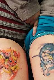 Oberschenkel Aquarell Alternativ Cartoon Koppel Tattoo Muster