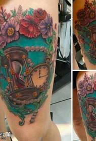 leg Floral hourglass tattoo pattern