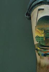 jalkojen väri kaupunkimaisema tatuointikuvio 36527 - Jalkojen väri kuumailmapallotatuointikuva