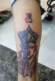 Buddha na uchawi mchanganyiko mbadala tattoo mfano 37018-Ulaya jadi mguu ndogo prajna tattoo muundo