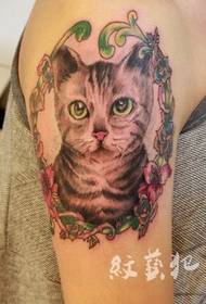 슈퍼 매혹적인 고양이 문신 그림