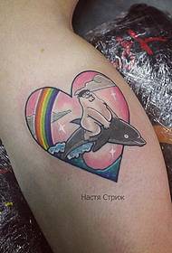 kalf kleine roze dolfijn liefde tattoo patroon