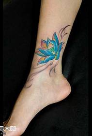 Noga plava Lotus Tattoo Pattern 37313-noga cvjetni uzorak tetovaže cvijeta
