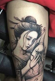 rimuovere la maschera del modello del tatuaggio della gamba aiuola