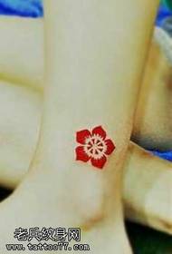 leg red flower vine tattoo pattern