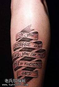 modello di tatuaggio testo streamer gamba