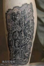 3D mechanical tattoo pattern of leg trend