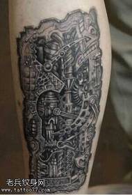 3D modèl tatoo mekanik nan tandans janm yo