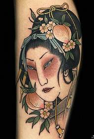 bovido tradicia stilo geisha tatuaje ŝablono