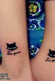 modello di tatuaggio di coppia gatto nero gamba