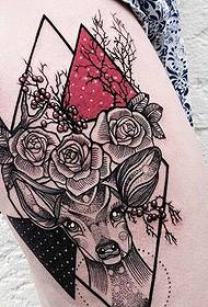 modello di tatuaggio totem di moda squisita sulla parte esterna della coscia