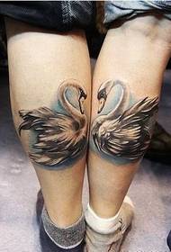 Cigno coppia cigno modello tatuaggio accoppiato