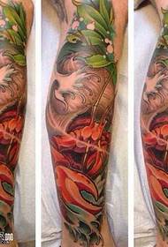 ຮູບແບບ tattoo lobster ຂາ