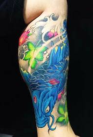 paket kalvfärg blå tioarmad bläckfisk tatuering mönster