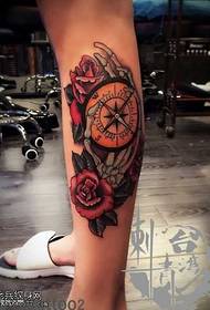 ben kompass tatuering mönster
