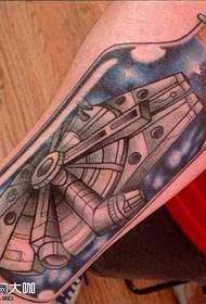 Modello di tatuaggio specchio pianeta gamba