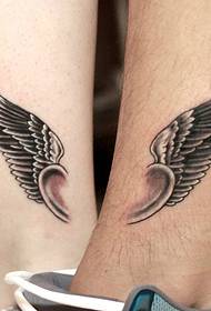 një palë krahë tatuazh çifti në këmbë të zhveshur 37005 @ Model krijimi tatuazh i këmbëve Sanskrike plot personalitet