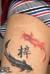 gammi Pisces di mudellu di tatuaggi rossi
