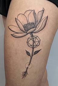 coscia geometria linea di loto tatuaggio modello tatuaggio