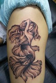 a sexy feminine thigh mermaid tattoo pattern