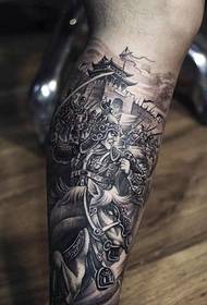 Warriors um antike Schlachtfeld vum Kälber Tattoo Muster