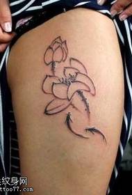 leg ink painting carp lotus tattoo pattern