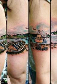 patrón de tatuaxe de barco de pernas