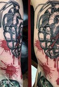 Leg Grenade Heart Tattoo Pattern