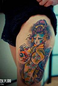 leg mermaid geisha tattoo pattern