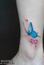 beenblou vlinder-tatoeëringpatroon