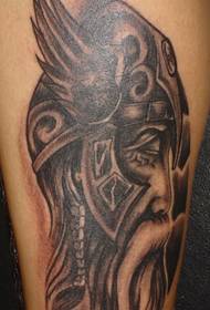 Patrón de tatuaje de guerrero triste de patas 36639 - Patrón de tatuaje de acuarela de piernas de la casa