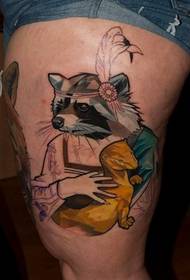 Aṣọ awọ Tinrin Raccoon Tattoo