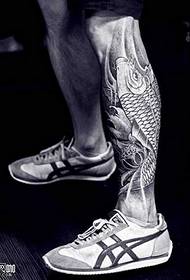 calf wrapped black squid tattoo pattern