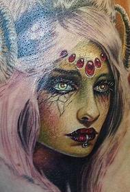Modello di tatuaggio donna diabolica gamba