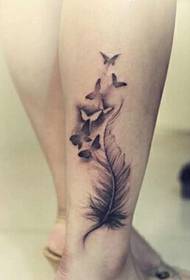 Tatuaje de tatuaje de pluma de pierna atractivo de personalidad
