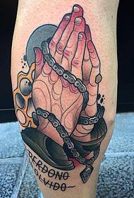 patrón de tatuaje pintado a mano de la oración